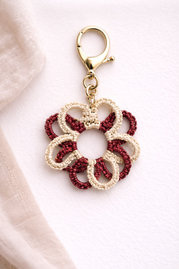 handmade beaded flower keychain
