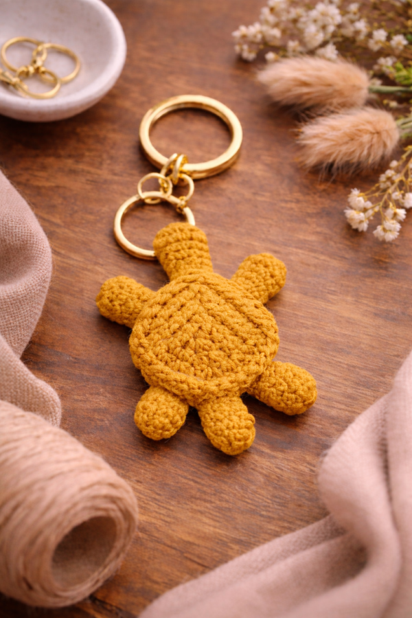 Cute macrame turtle keyring