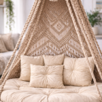 luxury handmade macrame hanging swing chair for living room
