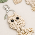 handmade macrame owl keychain boho cotton owl keyring