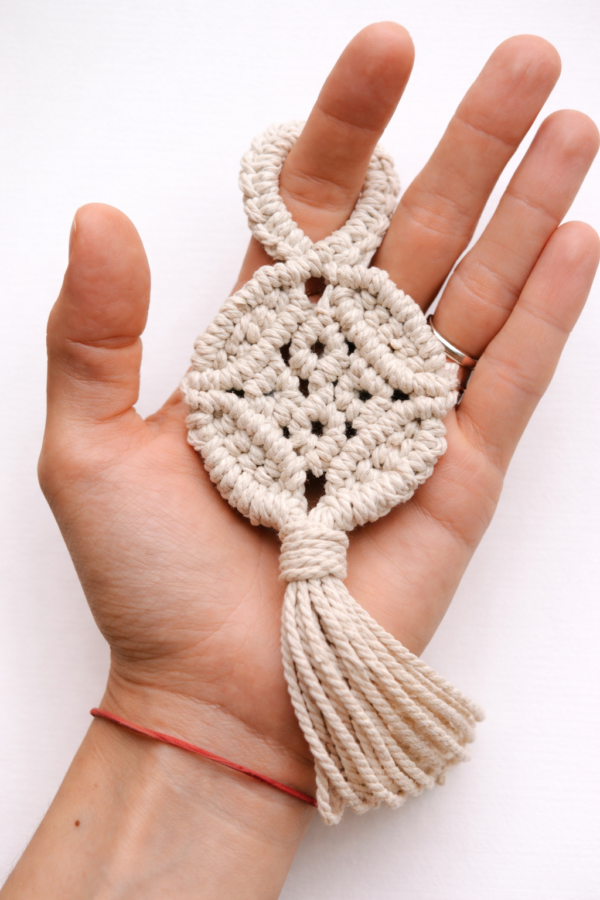 handmade macrame keychain cotton rope keyring