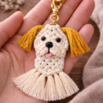 handmade macrame dog keychain