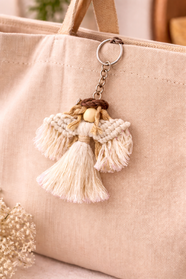 macrame angel keyring bag charm