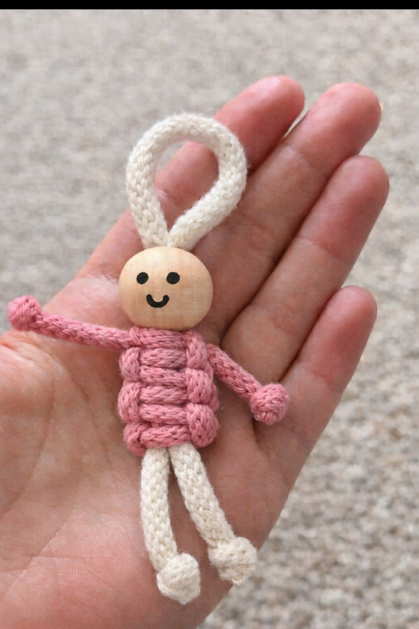 handmade macrame doll keychain cute boho rope keyring