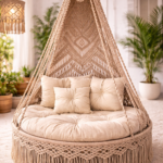luxury handmade macrame hanging swing chair for living room