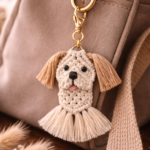 handmade macrame dog keychain