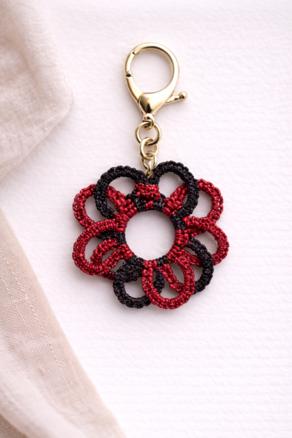 handmade beaded flower keychain