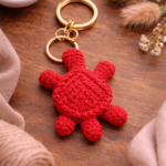 Handmade macrame turtle keychain