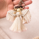 handmade macrame angel keychain cotton rope