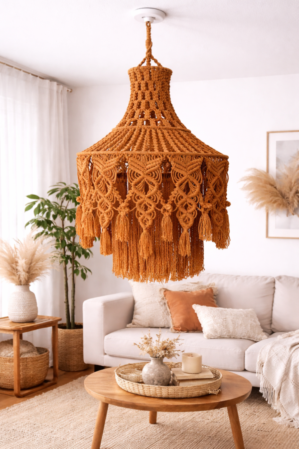 bohemian chandelier with intricate knot design