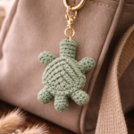 Handmade macrame turtle keychain
