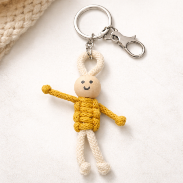 handmade macrame doll keychain cute boho rope keyring