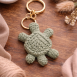 Handmade macrame turtle keychain