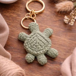 Handmade macrame turtle keychain