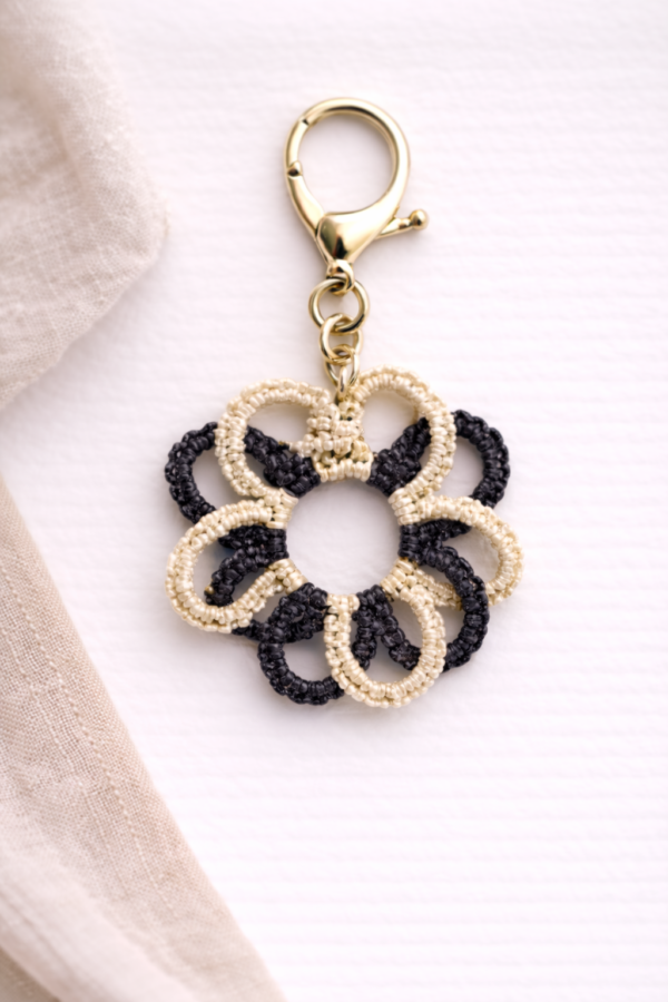 handmade beaded flower keychain