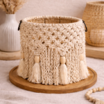beige macrame lantern jar décor