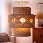 stone handcrafted macrame hanging lamp handmade boho ceiling light