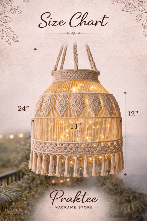 Boho macrame pendant light in white beige and light blue for home decor