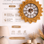 beautiful boho wall clock in off white and sand color home deco