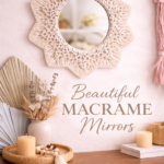 handmade macrame mirror white boho decor