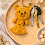 handmade bear keyring cotton cord craft