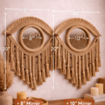 "eye shaped macrame wall mirror handmade boho decor"