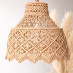 Boho hanging lamp in white and beige color for boho home décor