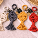 boho macrame tassel keychain handmade