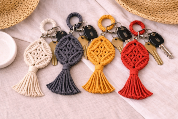 boho macrame tassel keychain handmade
