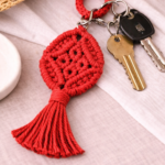 handmade macrame keychain cotton rope keyring