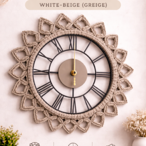macrame wall clock with 10 inch for modern living room