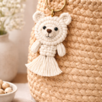macrame bear keychain handmade cotton rope