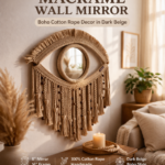 evil-eye macrame mirror handmade boho decor"evil-
