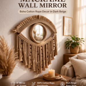 evil-eye macrame mirror handmade boho decor"evil-