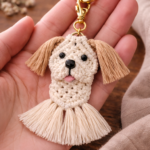 handmade macrame dog keychain