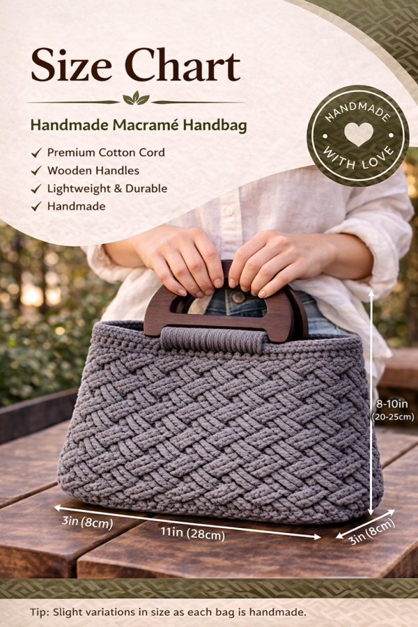 Grey: Grey macrame woven handbag lifestyle image