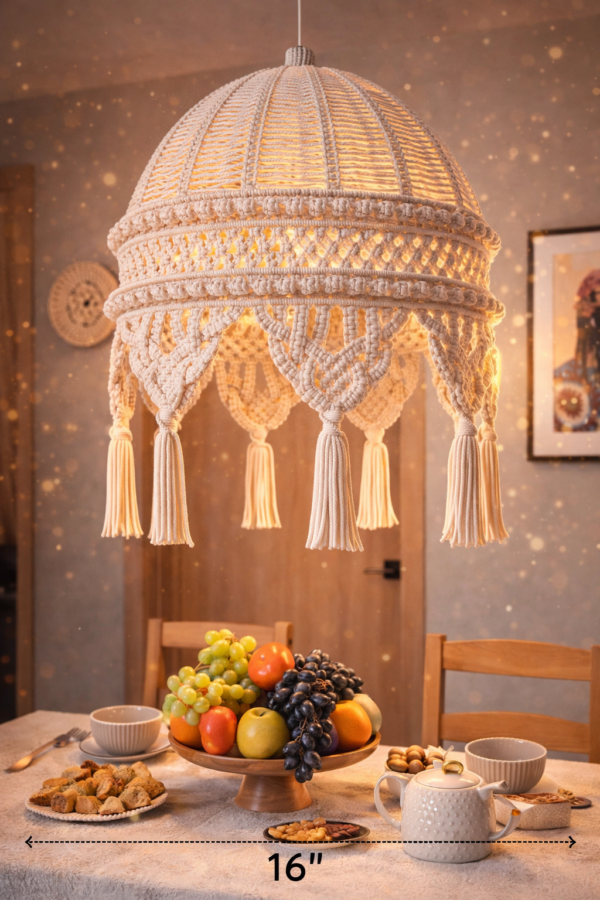 beige macrame handmade boho hanging Ceiling lamp
