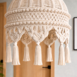 white macrame handmade boho hanging Ceiling lamp