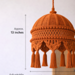 rust orangemacrame handmade boho hanging Ceiling lamp
