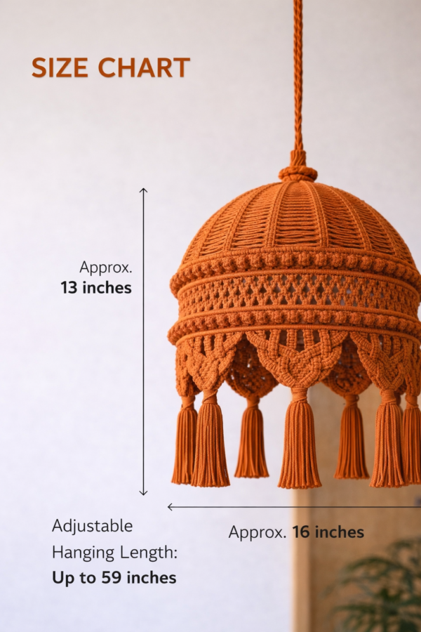 rust orangemacrame handmade boho hanging Ceiling lamp