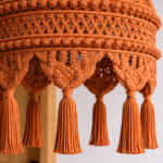 rust orangemacrame handmade boho hanging Ceiling lamp