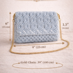 light blue handmade-macrame-sling handbag for women