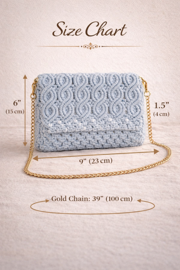 light blue handmade-macrame-sling handbag for women
