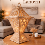 handmade macrame lantern beige