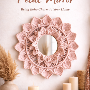 pink handmade macrame mirror handmade boho decor"