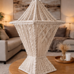 handmade macrame lantern off white