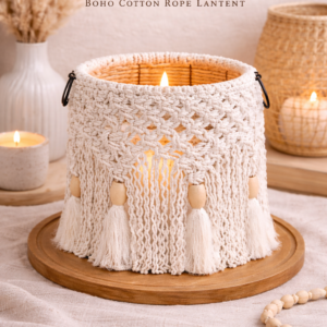 handmade macrame candle holder jar