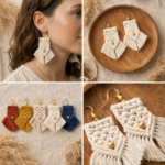 macrame earrings boho earrings fringe earrings handmade earrings bohemian jewelry statement earrings macrame jewelry boho accessories handmade boho earrings