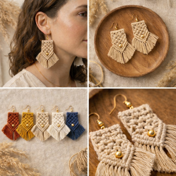 macrame earrings boho earrings fringe earrings handmade earrings bohemian jewelry statement earrings macrame jewelry boho accessories handmade boho earrings