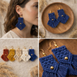 macrame earrings boho earrings fringe earrings handmade earrings bohemian jewelry statement earrings macrame jewelry boho accessories handmade boho earrings